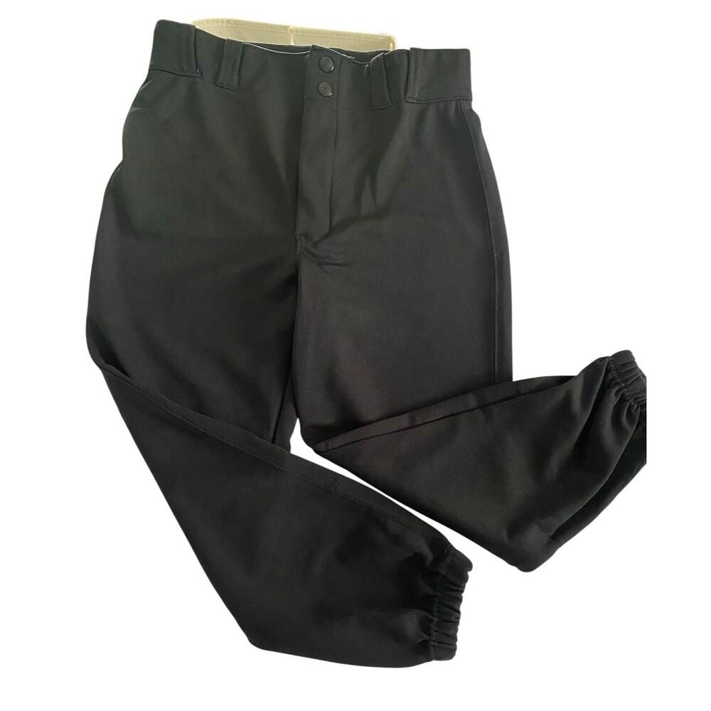 Baseball Pants Black Youth YL Wide Waistband Snaps Zipper Champro Sports